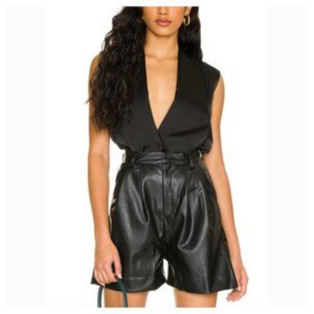 Nonchalant Label Shae Vegan Leather Shorts Black Sz XS NWT 298